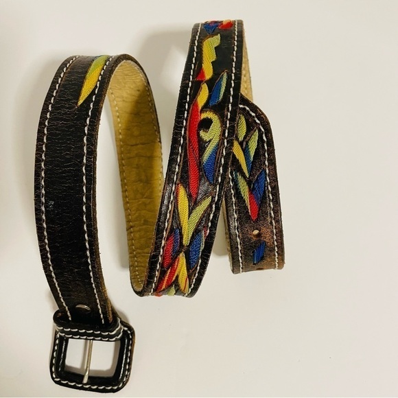Gorgeous Unisex Belt -- Embroidered Colorful Rainbow Yard - Picture 1 of 9